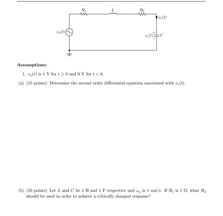 Solved R L Cm R2 Lic T T Ve T Lc Assumptions 1 V Chegg Com