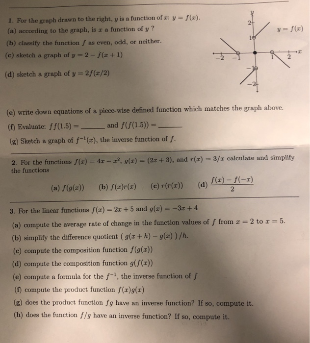 Solved 1. For the graph drawn to the right, y is a function | Chegg.com