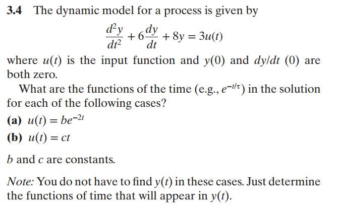 Solved 3.4 The Dynamic Model For A Process Is Given By Dły | Chegg.com