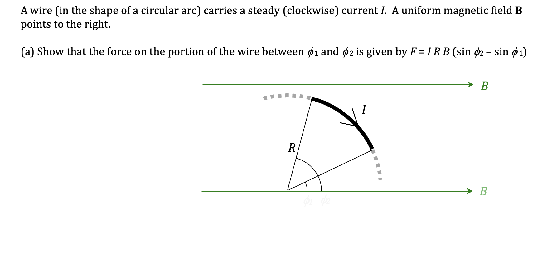 Solved A Wire (in The Shape Of A Circular Arc) Carries A 