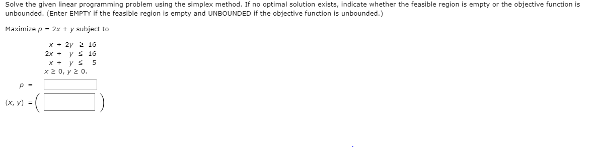 Solved Solve the given linear programming problem using the | Chegg.com
