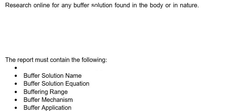Solved Research online for any buffer solution found in the | Chegg.com