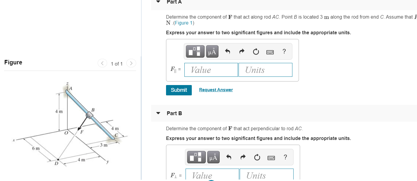 Part A Determine the component of F that act along | Chegg.com