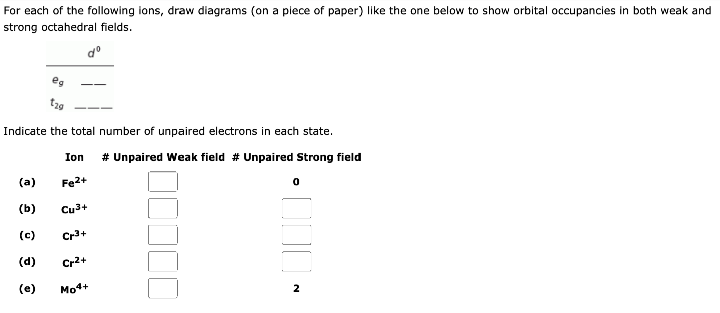 Solved For each of the following ions, draw diagrams (on a | Chegg.com