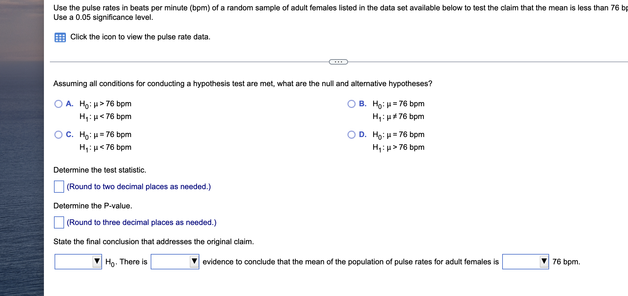 Solved Use the pulse rates in beats per minute (bpm) of a | Chegg.com