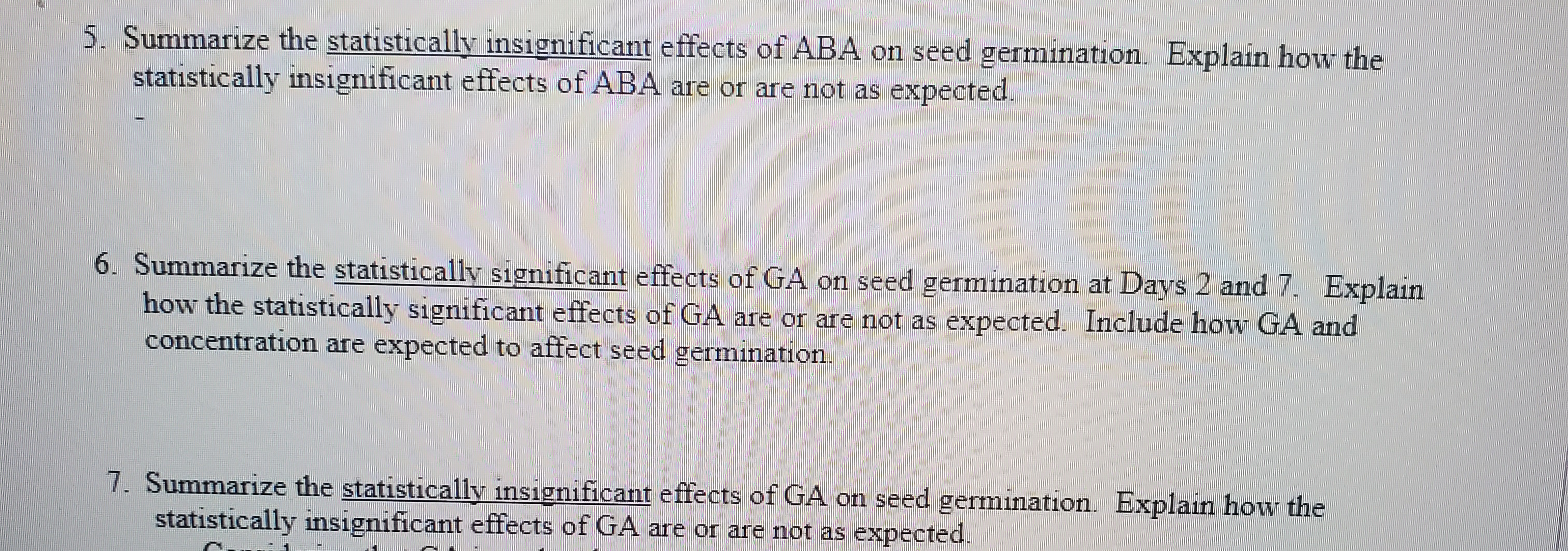 Solved 5. Summarize The Statistically Insignificant Effects | Chegg.com