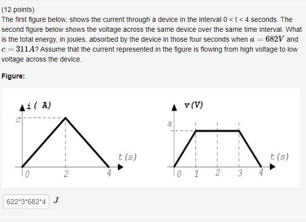 Solved (12 points) The first figure below, shows the current | Chegg.com