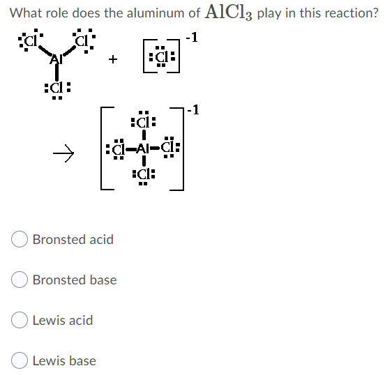 Solved What role does the aluminum of AlCl3 play in this | Chegg.com