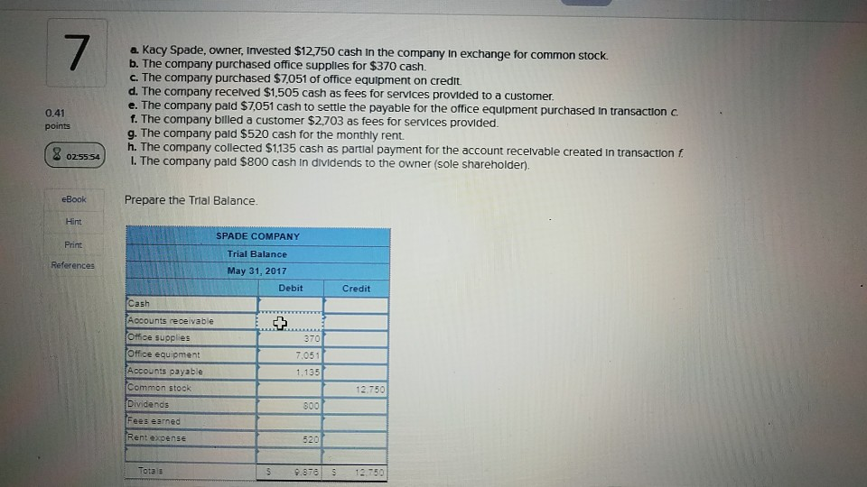 Solved a. Kacy Spade, owner, Invested 12750 b. The company