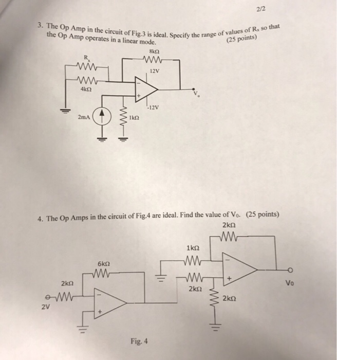 Solved 2/2 3. The Op Amp in the circuit of Fig 3 is ideal. | Chegg.com