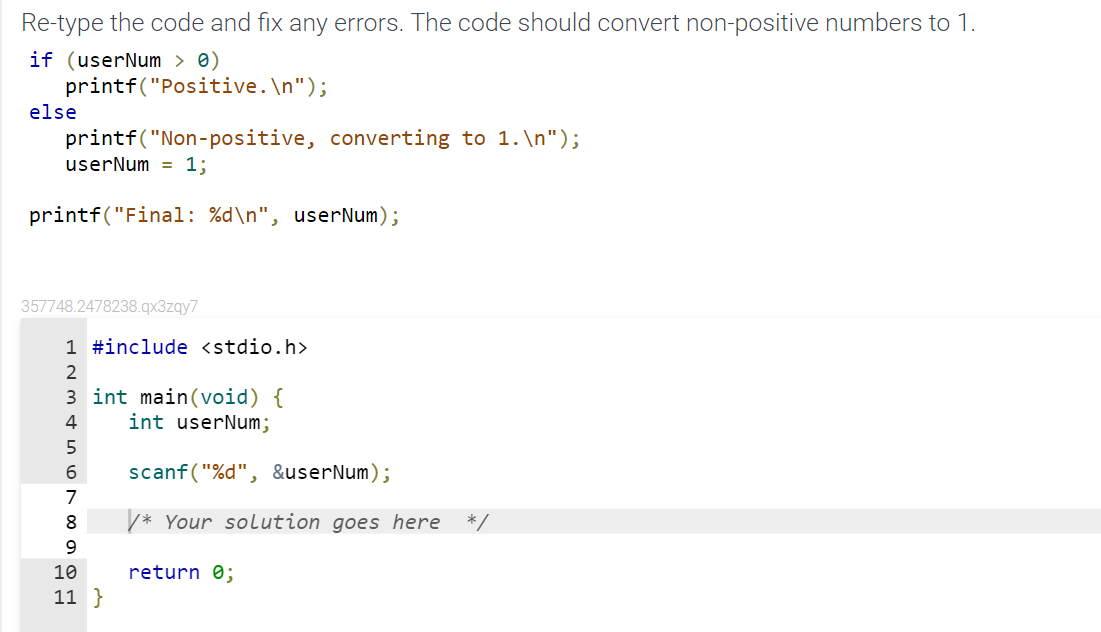Solved Re-type the code and fix any errors. The code should | Chegg.com