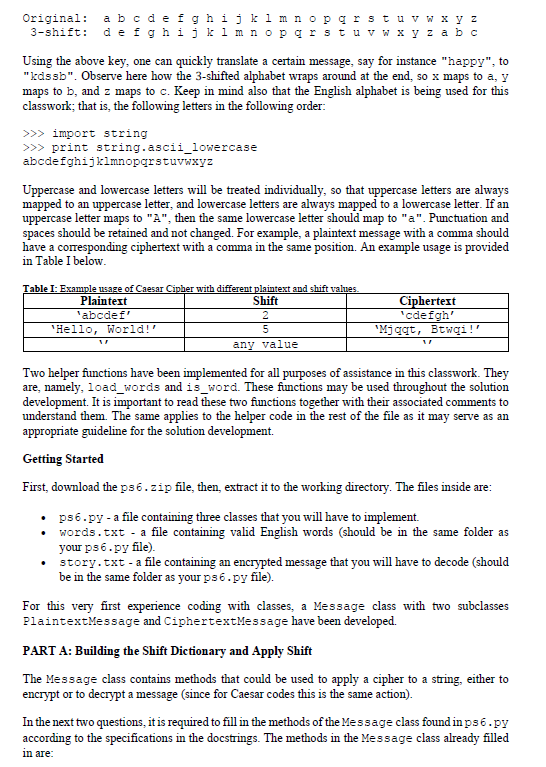 Solved Final Project - Caesar Cipher Problem Description: | Chegg.com