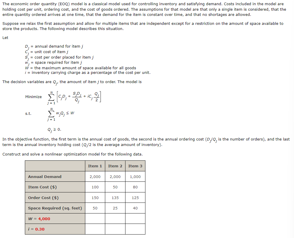 Solved The Economic Order Quantity (EOQ) ﻿model Is A | Chegg.com