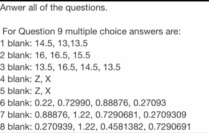 Solved Anwer all of the questions. For Question 9 multiple | Chegg.com