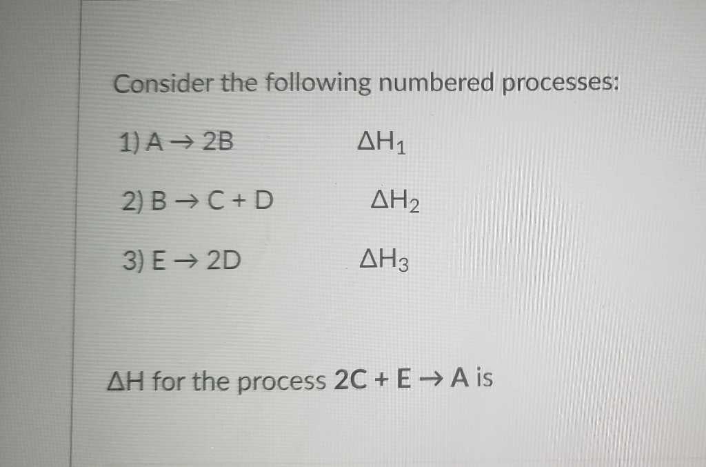 Solved Consider The Following Numbered Processes: 1) A 2B | Chegg.com