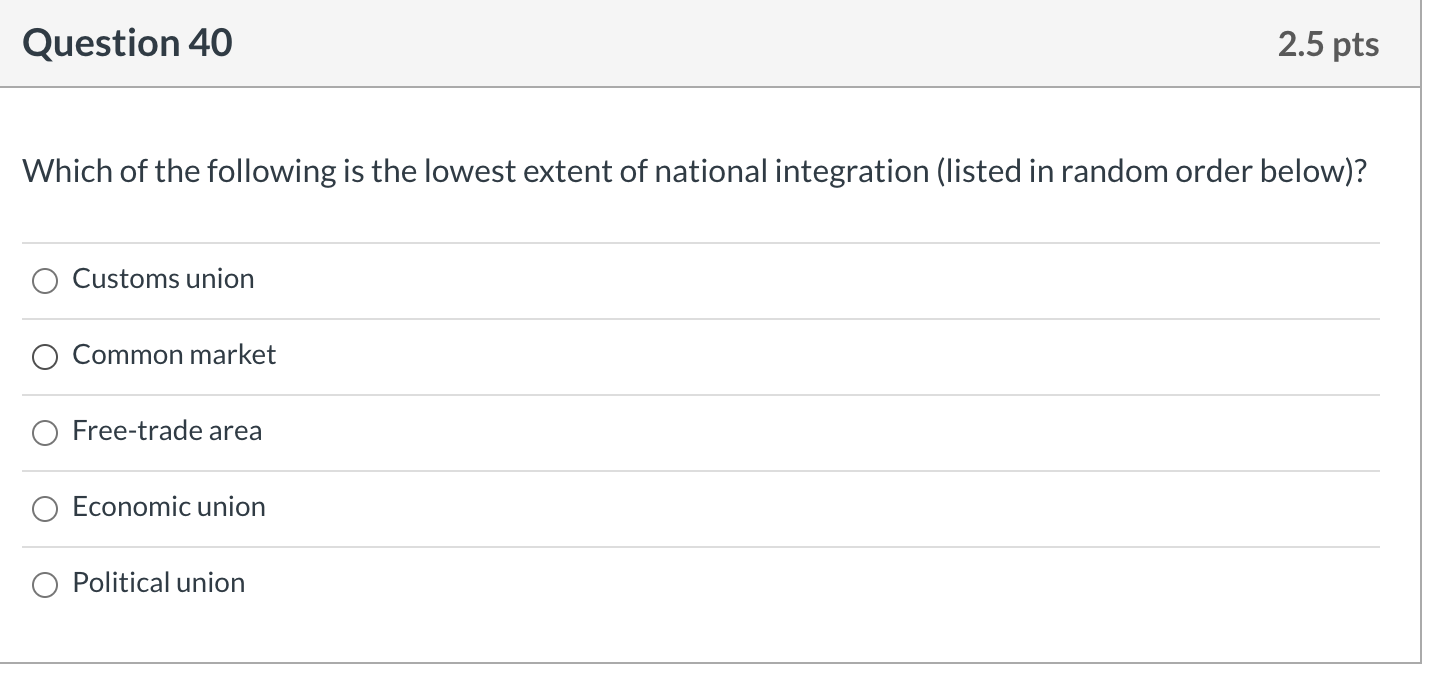 Solved Question 40 2.5 pts Which of the following is the | Chegg.com