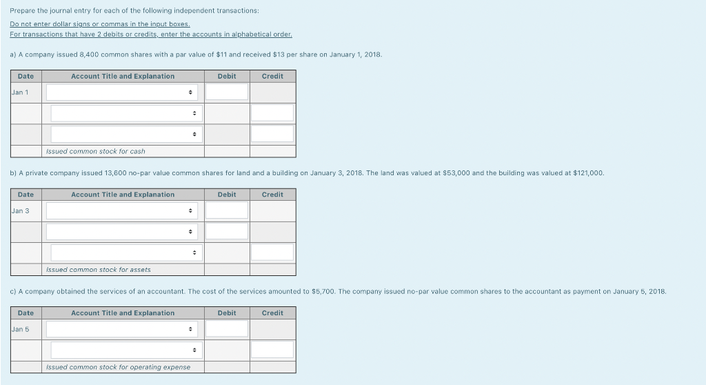 Solved Prepare the journal entry for each of the following | Chegg.com