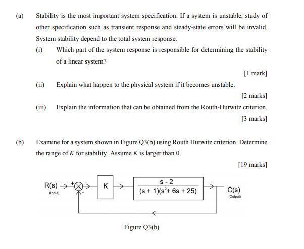 Solved (a) Stability is the most important system | Chegg.com