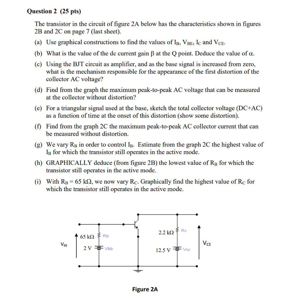 Solved Question 2 (25 pts) The transistor in the circuit of | Chegg.com