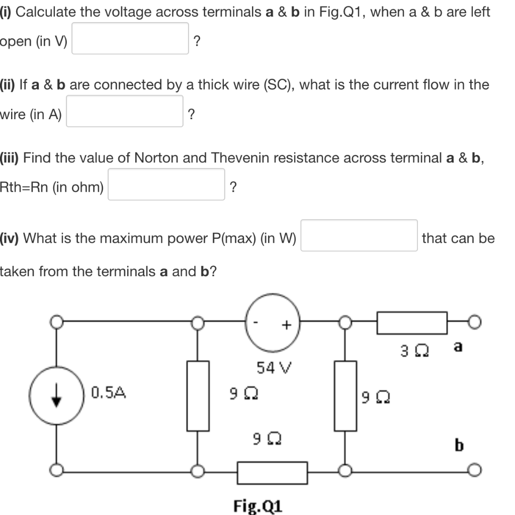 Solved (i) Calculate the voltage across terminals a & b in | Chegg.com