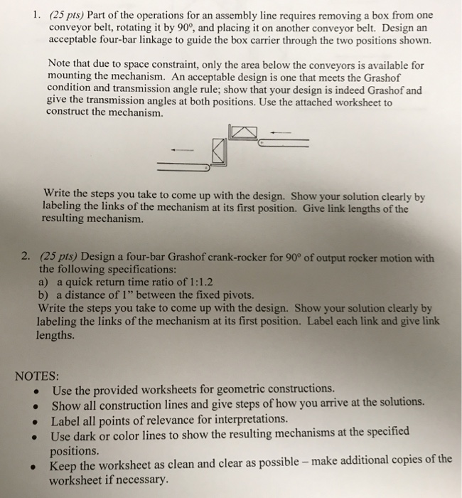 Solved 1. (25 pts) Part of the operations for an assembly | Chegg.com