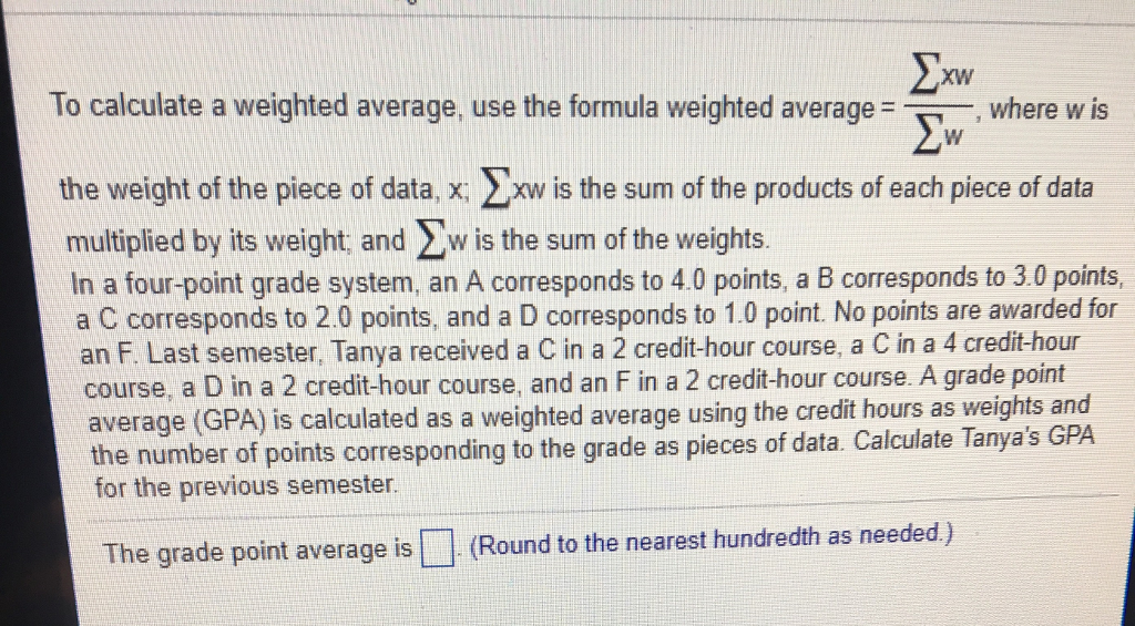 Solved To calculate a weighted average, use the formula