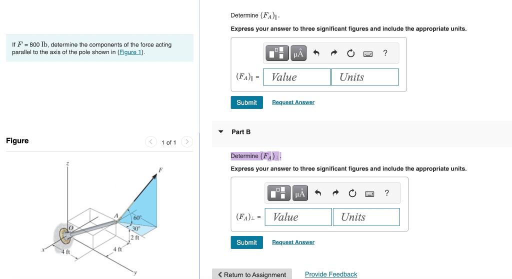 Solved Determine (FA)∥. Express your answer to three | Chegg.com