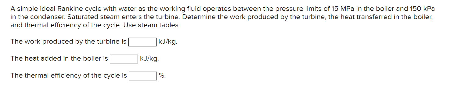 Solved A simple ideal Rankine cycle with water as the | Chegg.com