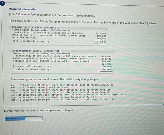 Solved Required information The following information | Chegg.com