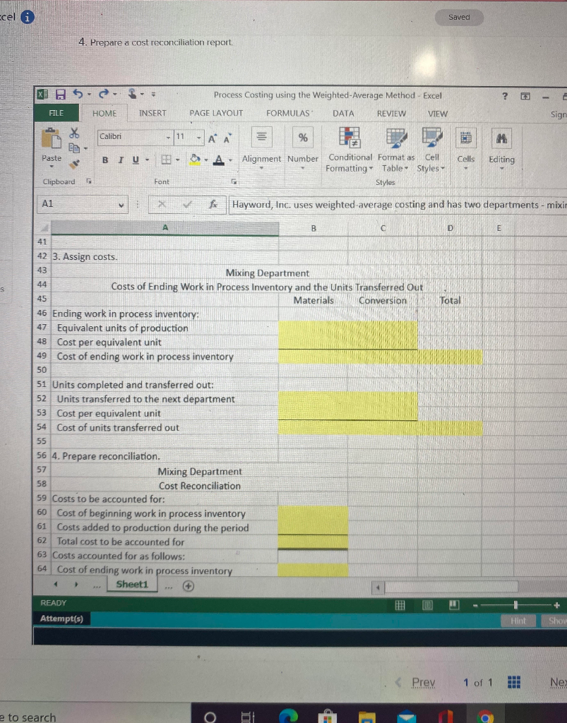 Solved Process Costing using the Weighted-Average Method | Chegg.com