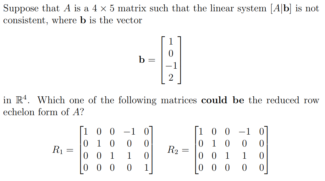Solved Suppose that A is a 4 x 5 matrix such that the linear | Chegg.com