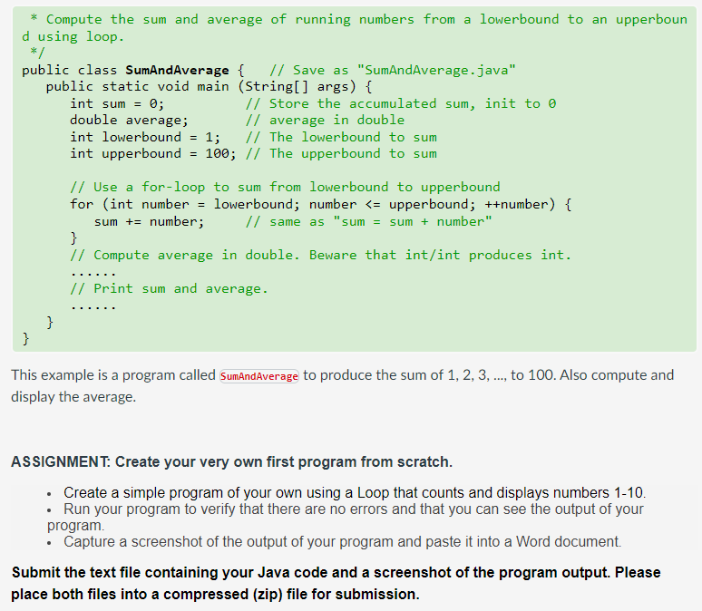 Solved // Save as SumAndAverage.java public class | Chegg.com