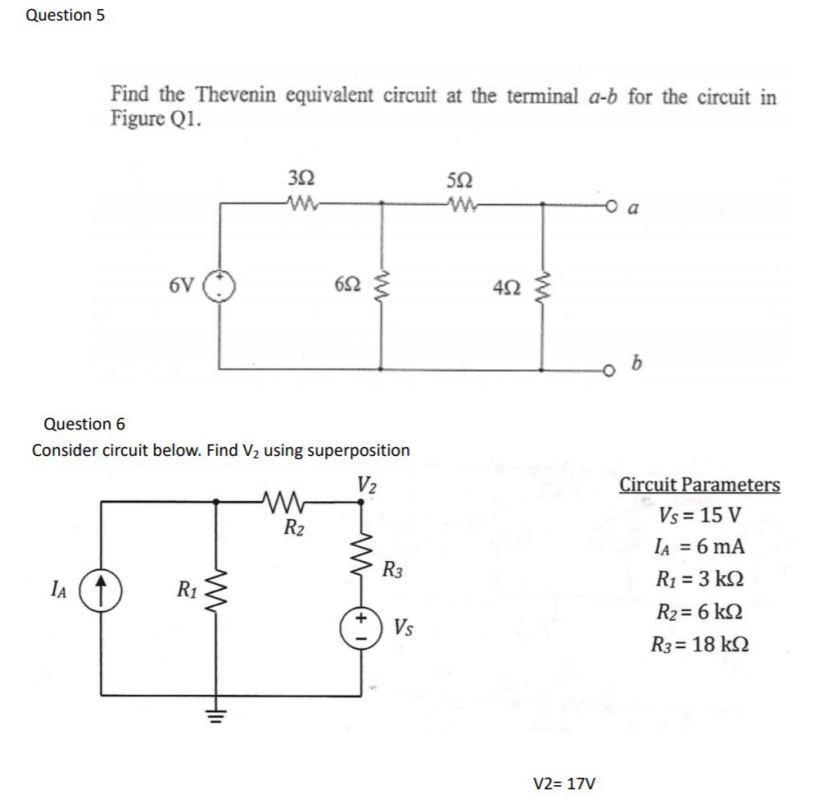 Solved Question 5 Find The Thevenin Equivalent Circuit At | Chegg.com