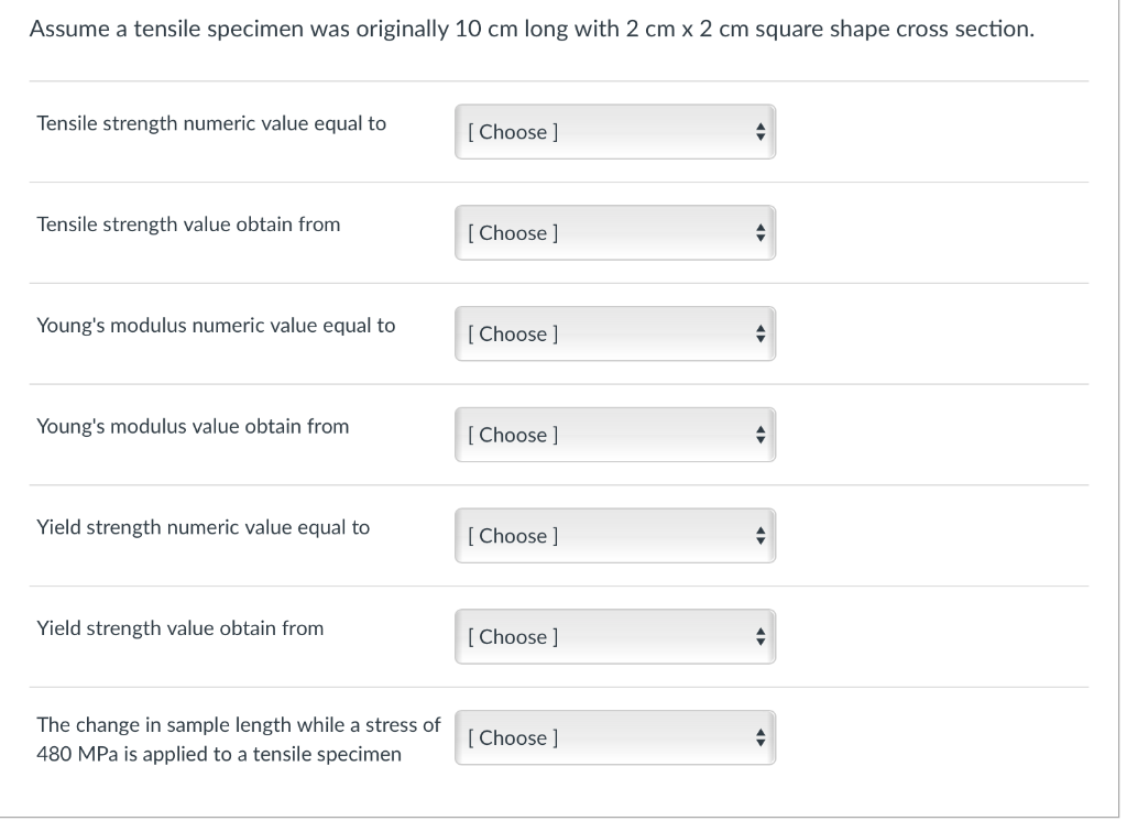 Solved Question 10 1.5 pts A tensile test generates the | Chegg.com