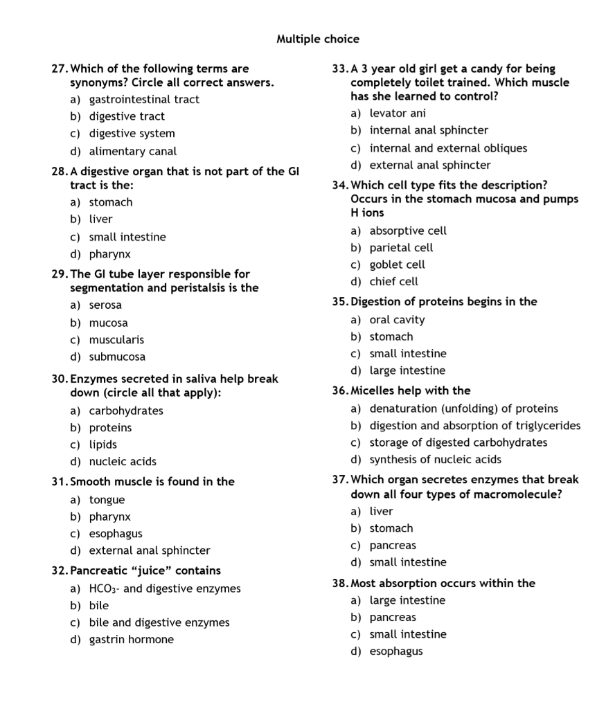 Solved Multiple choice 27. Which of the following terms are