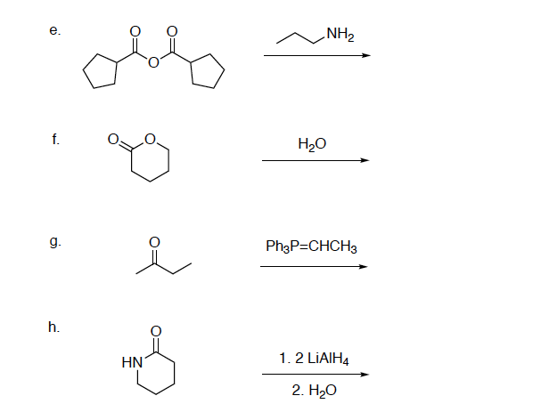 Solved e. NH H20 g. Ph3P-CHCH3 In. HN 1. 2 LiAlH4 2. H20 | Chegg.com