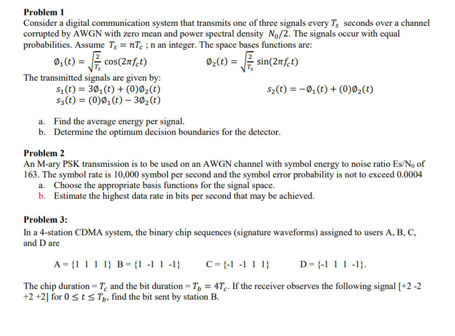 Solved Problem 1 Consider A Digital Communication System | Chegg.com