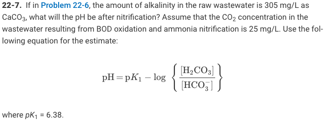 Solved 22-7. If in Problem 22-6, the amount of alkalinity in | Chegg.com