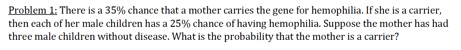 Solved Problem 1: There is a 35% chance that a mother | Chegg.com