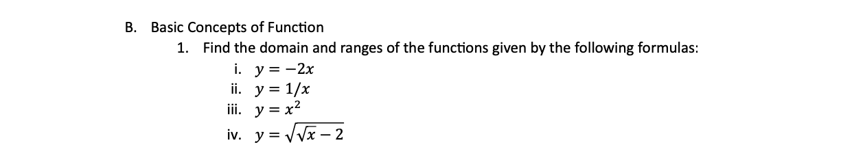 Solved Basic Concepts of Function 1. Find the domain and | Chegg.com