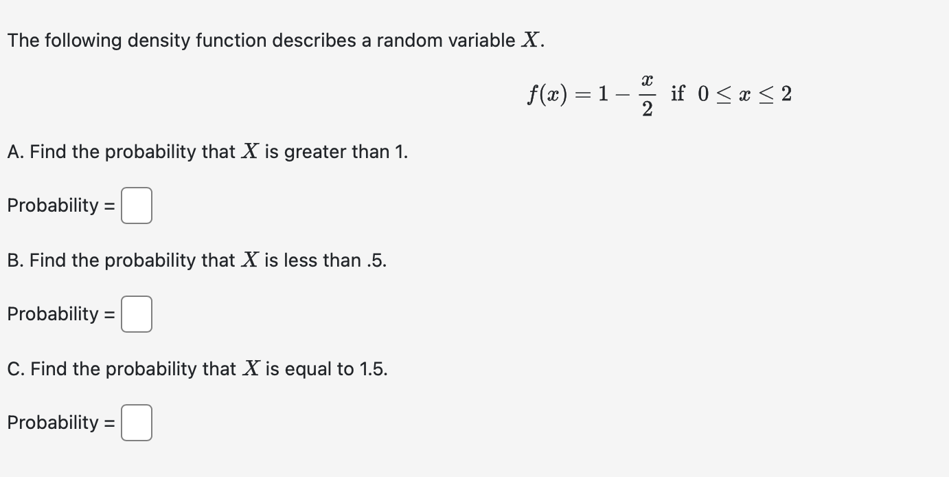 Solved The following density function describes a random | Chegg.com