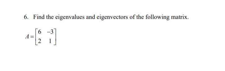 Solved 6. Find The Eigenvalues And Eigenvectors Of The | Chegg.com