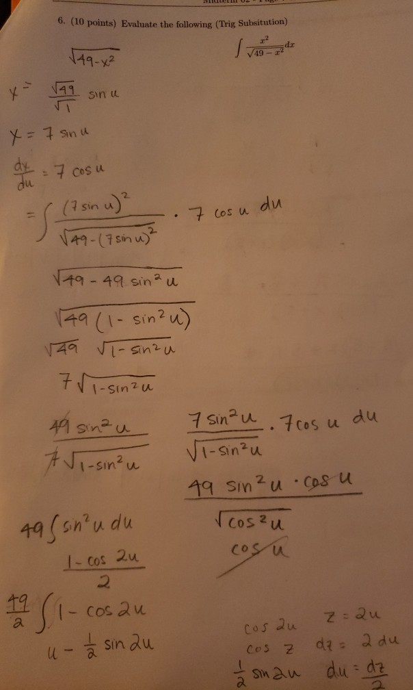 Solved 6 10 Points Evaluate The Following Trig Subsit Chegg Com