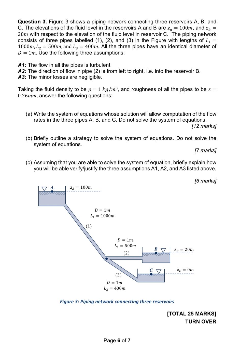 Solved Question 3. Figure 3 Shows A Piping Network | Chegg.com