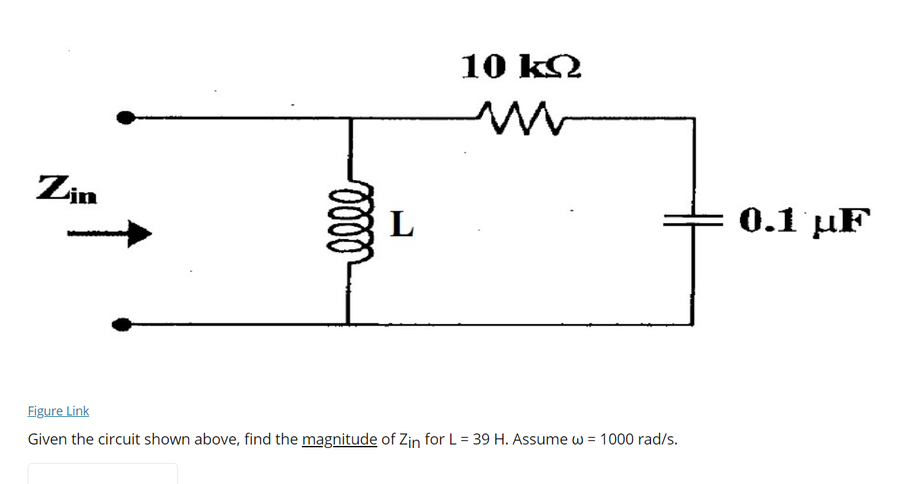 Solved 10 kg Zin 0000 L 0.1 uF Figure Link Given the circuit