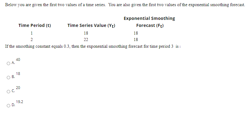 Solved Below you are given the first two values of a time | Chegg.com