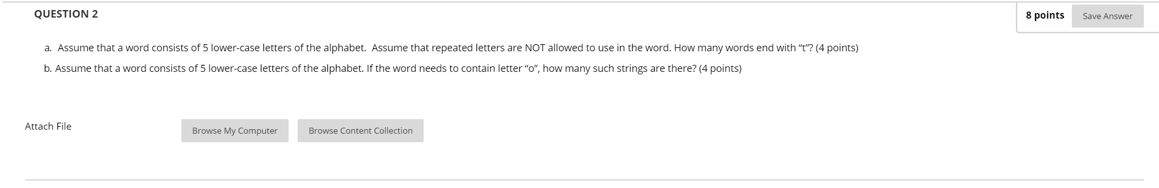 Solved QUESTION 2 8 points Save Answer a. Assume that a word | Chegg.com