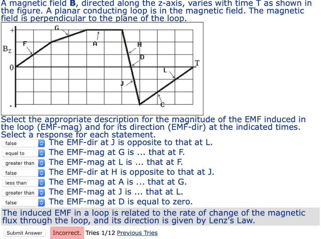 Solved A magnetic field B, directed along the z-axis, varies | Chegg.com
