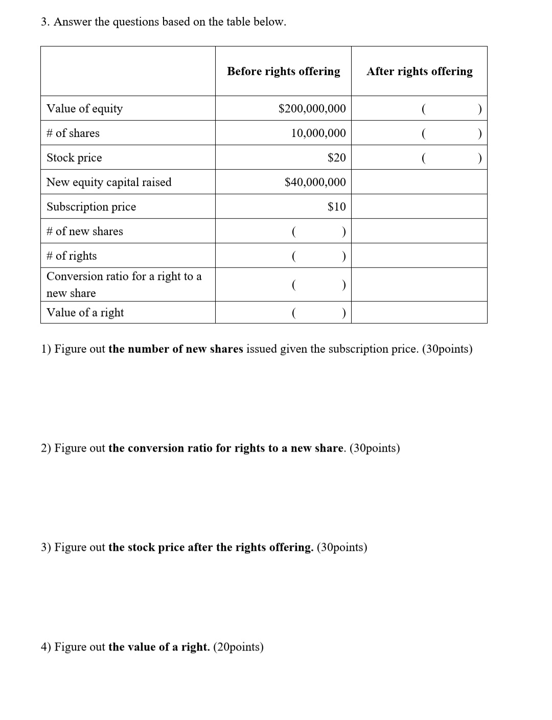 Solved 3. Answer The Questions Based On The Table Below. 1) | Chegg.com