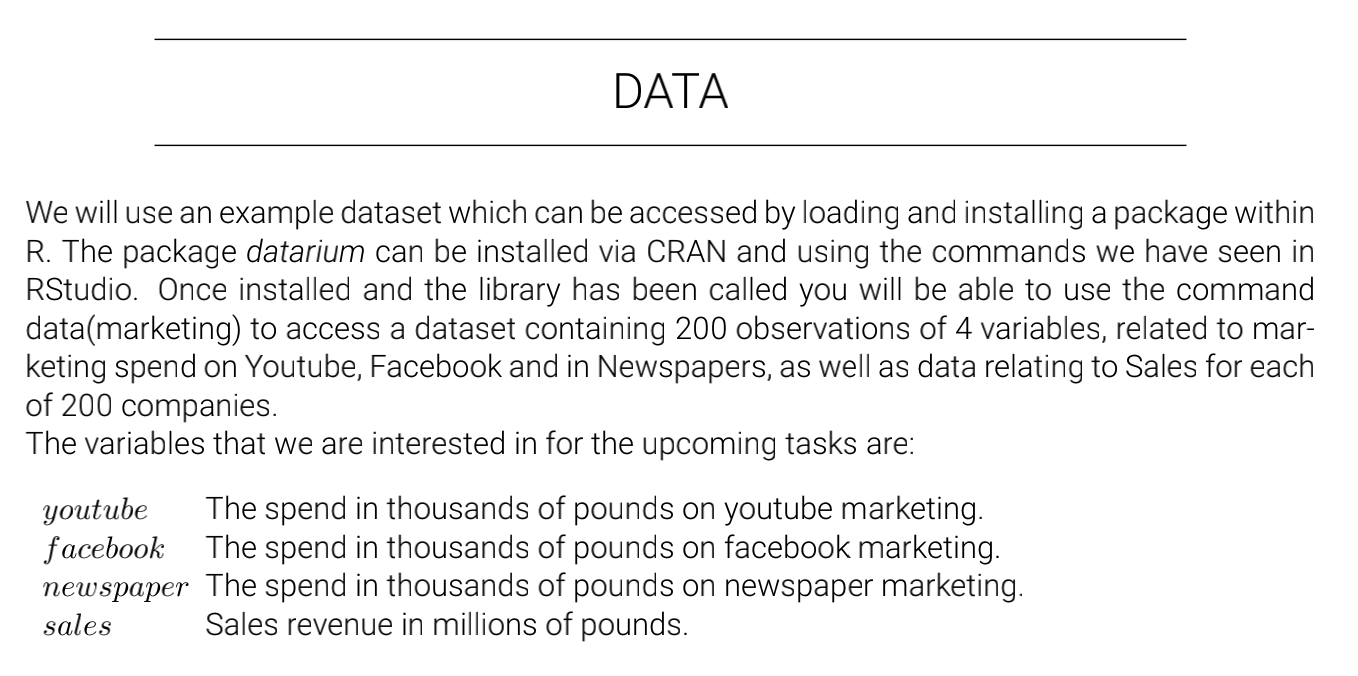 Solved DATA We Will Use An Example Dataset Which Can Be | Chegg.com